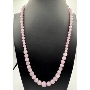 PZO Women's Necklace Bracelet Set Sterling Silver 925 Pink Lilac Stone Beads